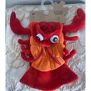 Pup Crew Lobster Dog Costume Pet Outfit Hooded Plush Red Orange Size M L